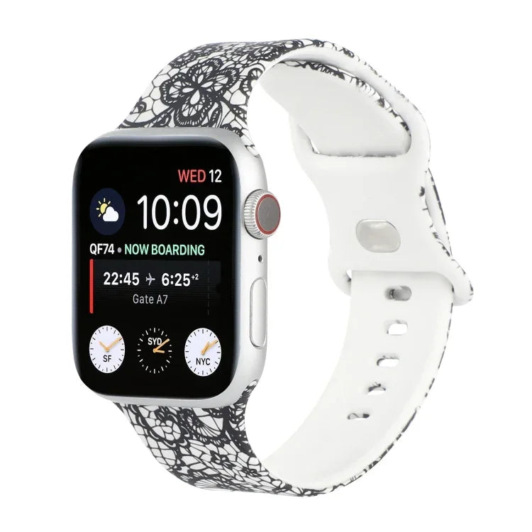 Dây đồng hồ thay thế in 8 khóa cho Apple Watch Series, 7 45mm / 6 & SE & 5 & 4 44mm / 3 & 2 & 1 42mm, 7 41mm / 6 & SE & 5 & 4 40mm / 3 & 2 & 1 38mm