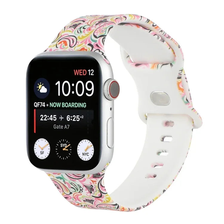 Dây đồng hồ thay thế in 8 khóa cho Apple Watch Series, 7 45mm / 6 & SE & 5 & 4 44mm / 3 & 2 & 1 42mm, 7 41mm / 6 & SE & 5 & 4 40mm / 3 & 2 & 1 38mm