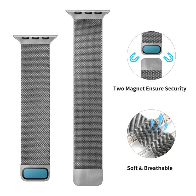 Dây đồng hồ thay thế đàn hồi từ tính Milanese hai đoạn cho Apple Watch Series, 7 45mm / 6 & SE & 5 & 4 44mm / 3 & 2 & 1 42mm, 7 41mm / 6 & SE & 5 & 4 40mm / 3 & 2 & 1 38mm