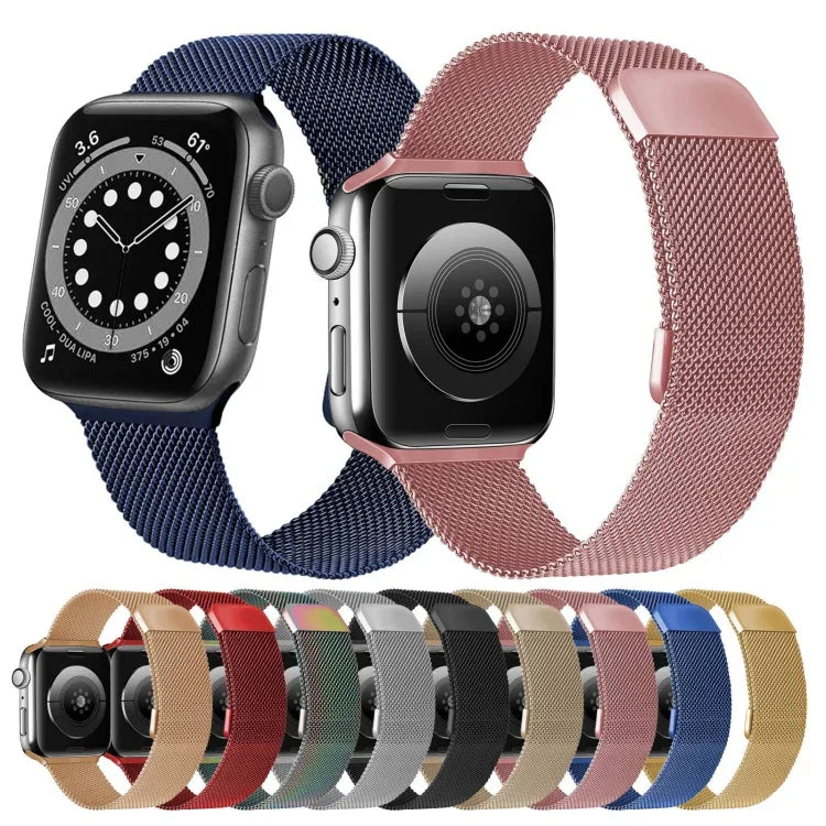 Dây đồng hồ thay thế đàn hồi từ tính Milanese hai đoạn cho Apple Watch Series, 7 45mm / 6 & SE & 5 & 4 44mm / 3 & 2 & 1 42mm, 7 41mm / 6 & SE & 5 & 4 40mm / 3 & 2 & 1 38mm