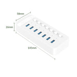 ORICO CT2U3-7AB-WH Bộ chia USB HUB đa cổng 7 trong 1 với các công tắc riêng biệt, vỏ nhựa sọc, CT2U3-7AB-BK phích cắm UK, CT2U3-7AB-WH phích cắm UK, CT2U3-7AB-BK phích cắm EU, CT2U3-7AB-WH phích cắm EU, CT2U3-7AB-BK phích cắm AU, CT2U3-7AB-WH phích cắm AU
