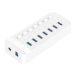 ORICO CT2U3-7AB-WH Bộ chia USB HUB đa cổng 7 trong 1 với các công tắc riêng biệt, vỏ nhựa sọc, CT2U3-7AB-BK phích cắm UK, CT2U3-7AB-WH phích cắm UK, CT2U3-7AB-BK phích cắm EU, CT2U3-7AB-WH phích cắm EU, CT2U3-7AB-BK phích cắm AU, CT2U3-7AB-WH phích cắm AU