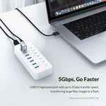 ORICO CT2U3-7AB-WH Bộ chia USB HUB đa cổng 7 trong 1 với các công tắc riêng biệt, vỏ nhựa sọc, CT2U3-7AB-BK phích cắm UK, CT2U3-7AB-WH phích cắm UK, CT2U3-7AB-BK phích cắm EU, CT2U3-7AB-WH phích cắm EU, CT2U3-7AB-BK phích cắm AU, CT2U3-7AB-WH phích cắm AU
