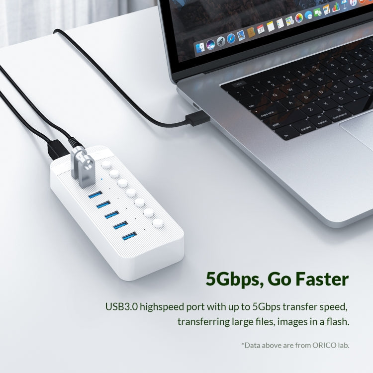 ORICO CT2U3-7AB-WH Bộ chia USB HUB đa cổng 7 trong 1 với các công tắc riêng biệt, vỏ nhựa sọc, CT2U3-7AB-BK phích cắm UK, CT2U3-7AB-WH phích cắm UK, CT2U3-7AB-BK phích cắm EU, CT2U3-7AB-WH phích cắm EU, CT2U3-7AB-BK phích cắm AU, CT2U3-7AB-WH phích cắm AU