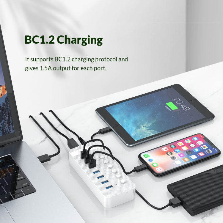 ORICO CT2U3-7AB-WH Bộ chia USB HUB đa cổng 7 trong 1 với các công tắc riêng biệt, vỏ nhựa sọc, CT2U3-7AB-BK phích cắm UK, CT2U3-7AB-WH phích cắm UK, CT2U3-7AB-BK phích cắm EU, CT2U3-7AB-WH phích cắm EU, CT2U3-7AB-BK phích cắm AU, CT2U3-7AB-WH phích cắm AU