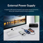 ORICO AT2U3-7AB-GY-BP Bộ chia USB HUB đa cổng 7 trong 1 bằng hợp kim nhôm với các công tắc riêng biệt, phích cắm EU, phích cắm UK, phích cắm AU