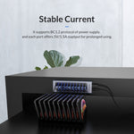 ORICO AT2U3-7AB-GY-BP Bộ chia USB HUB đa cổng 7 trong 1 bằng hợp kim nhôm với các công tắc riêng biệt, phích cắm EU, phích cắm UK, phích cắm AU