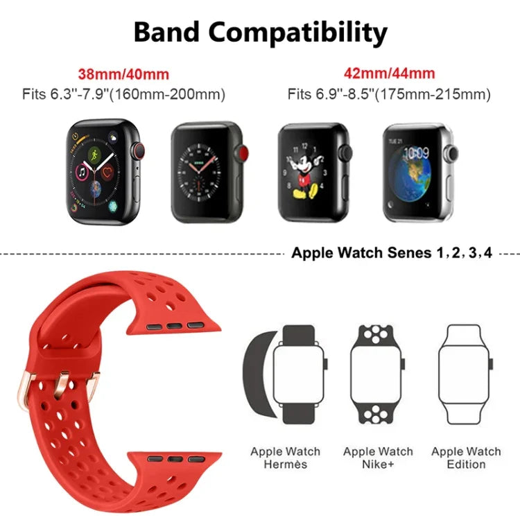 Dây đồng hồ silicone thay thế cho Apple Watch Series, 7 41mm / 6 & SE & 5 & 4 40mm / 3 & 2 & 1 38mm