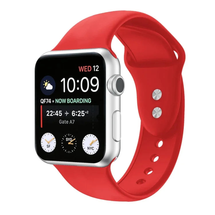 Dây đồng hồ silicone thay thế hai đinh cho Apple Watch Series, 7 45mm / 6 & SE & 5 & 4 44mm / 3 & 2 & 1 42mm, 7 41mm / 6 & SE & 5 & 4 40mm / 3 & 2 & 1 38mm