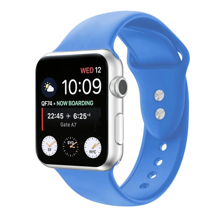 Dây đồng hồ silicone thay thế hai đinh cho Apple Watch Series, 7 45mm / 6 & SE & 5 & 4 44mm / 3 & 2 & 1 42mm, 7 41mm / 6 & SE & 5 & 4 40mm / 3 & 2 & 1 38mm