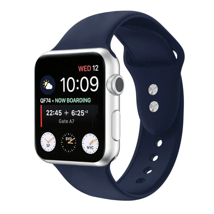 Dây đồng hồ silicone thay thế hai đinh cho Apple Watch Series, 7 45mm / 6 & SE & 5 & 4 44mm / 3 & 2 & 1 42mm, 7 41mm / 6 & SE & 5 & 4 40mm / 3 & 2 & 1 38mm