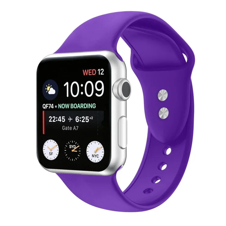 Dây đồng hồ silicone thay thế hai đinh cho Apple Watch Series, 7 45mm / 6 & SE & 5 & 4 44mm / 3 & 2 & 1 42mm, 7 41mm / 6 & SE & 5 & 4 40mm / 3 & 2 & 1 38mm