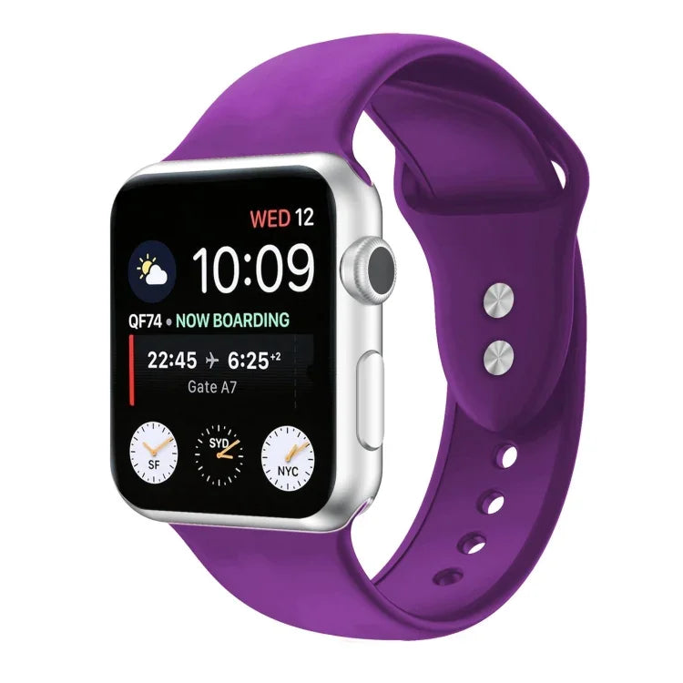Dây đồng hồ silicone thay thế hai đinh cho Apple Watch Series, 7 45mm / 6 & SE & 5 & 4 44mm / 3 & 2 & 1 42mm, 7 41mm / 6 & SE & 5 & 4 40mm / 3 & 2 & 1 38mm