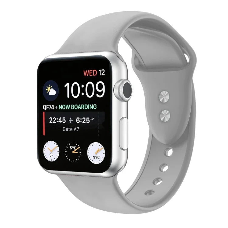 Dây đồng hồ silicone thay thế hai đinh cho Apple Watch Series, 7 45mm / 6 & SE & 5 & 4 44mm / 3 & 2 & 1 42mm, 7 41mm / 6 & SE & 5 & 4 40mm / 3 & 2 & 1 38mm