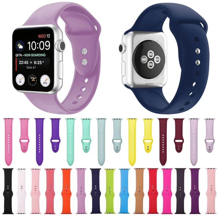 Dây đồng hồ silicone thay thế hai đinh cho Apple Watch Series, 7 45mm / 6 & SE & 5 & 4 44mm / 3 & 2 & 1 42mm, 7 41mm / 6 & SE & 5 & 4 40mm / 3 & 2 & 1 38mm