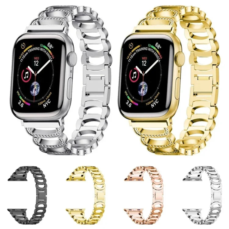 Dây đeo thay thế thép kim cương loại C cho Apple Watch Series, 7 41mm / 6 & SE & 5 & 4 40mm / 3 & 2 & 1 38mm, 7 45mm / 6 & SE & 5 & 4 44mm / 3 & 2 & 1 42mm