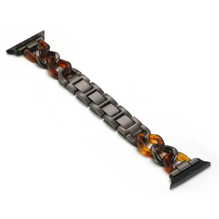 Dây đeo thay thế kim loại cao bồi dây xích + nhựa resin cho Apple Watch Series, 7 41mm / 6 & SE & 5 & 4 40mm / 3 & 2 & 1 38mm, 7 45mm / 6 & SE & 5 & 4 44mm / 3 & 2 & 1 42mm