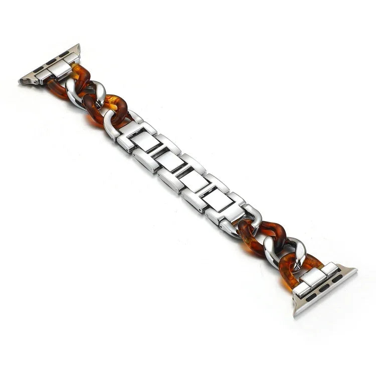 Dây đeo thay thế kim loại cao bồi dây xích + nhựa resin cho Apple Watch Series, 7 41mm / 6 & SE & 5 & 4 40mm / 3 & 2 & 1 38mm, 7 45mm / 6 & SE & 5 & 4 44mm / 3 & 2 & 1 42mm