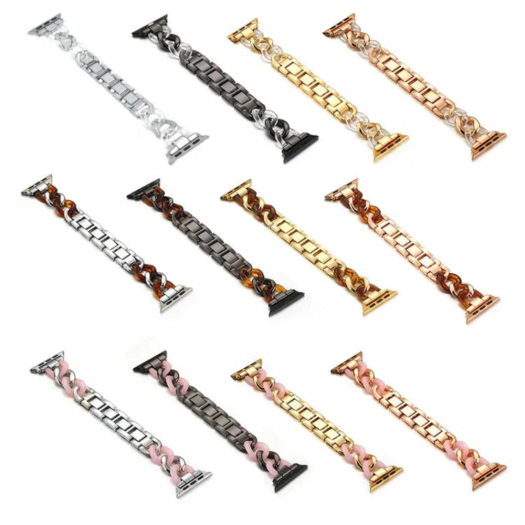 Dây đeo thay thế kim loại cao bồi dây xích + nhựa resin cho Apple Watch Series, 7 41mm / 6 & SE & 5 & 4 40mm / 3 & 2 & 1 38mm, 7 45mm / 6 & SE & 5 & 4 44mm / 3 & 2 & 1 42mm