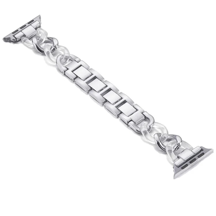 Dây đeo thay thế kim loại cao bồi dây xích + nhựa resin cho Apple Watch Series, 7 41mm / 6 & SE & 5 & 4 40mm / 3 & 2 & 1 38mm, 7 45mm / 6 & SE & 5 & 4 44mm / 3 & 2 & 1 42mm