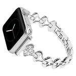 Dây đeo thay thế kim loại hình quạt kim cương cho Apple Watch Series, 7 41mm / 6 & SE & 5 & 4 40mm / 3 & 2 & 1 38mm, 7 45mm / 6 & SE & 5 & 4 44mm / 3 & 2 & 1 42mm