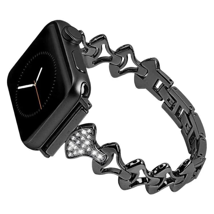 Dây đeo thay thế kim loại hình quạt kim cương cho Apple Watch Series, 7 41mm / 6 & SE & 5 & 4 40mm / 3 & 2 & 1 38mm, 7 45mm / 6 & SE & 5 & 4 44mm / 3 & 2 & 1 42mm