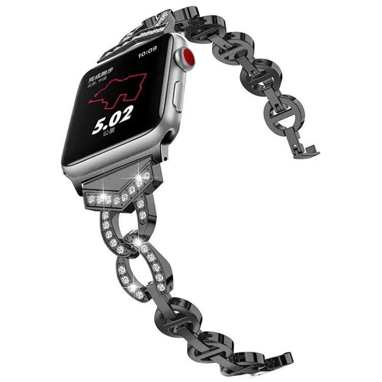 Dây đeo thay thế thép không gỉ kim cương cho Apple Watch Series, 7 41mm / 6 & SE & 5 & 4 40mm / 3 & 2 & 1 38mm, 7 45mm / 6 & SE & 5 & 4 44mm / 3 & 2 & 1 42mm