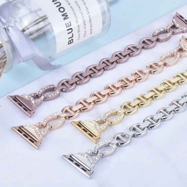 Dây đeo thay thế thép không gỉ kim cương cho Apple Watch Series, 7 41mm / 6 & SE & 5 & 4 40mm / 3 & 2 & 1 38mm, 7 45mm / 6 & SE & 5 & 4 44mm / 3 & 2 & 1 42mm