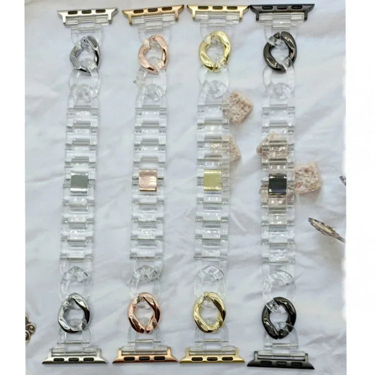Dây đeo thay thế dây xích cao bồi trong suốt cho Apple Watch Series, 7 41mm / 6 & SE & 5 & 4 40mm / 3 & 2 & 1 38mm, 7 45mm / 6 & SE & 5 & 4 44mm / 3 & 2 & 1 42mm