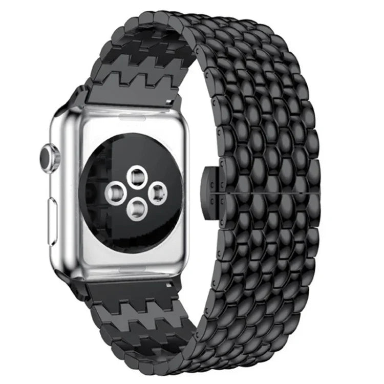 Dây đeo thay thế kim loại họa tiết vảy cá cho Apple Watch Series, 7 41mm / 6 & SE & 5 & 4 40mm / 3 & 2 & 1 38mm, 7 45mm / 6 & SE & 5 & 4 44mm / 3 & 2 & 1 42mm