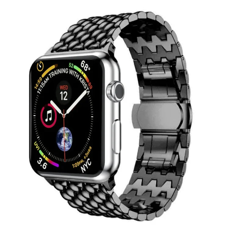 Dây đeo thay thế kim loại họa tiết vảy cá cho Apple Watch Series, 7 41mm / 6 & SE & 5 & 4 40mm / 3 & 2 & 1 38mm, 7 45mm / 6 & SE & 5 & 4 44mm / 3 & 2 & 1 42mm