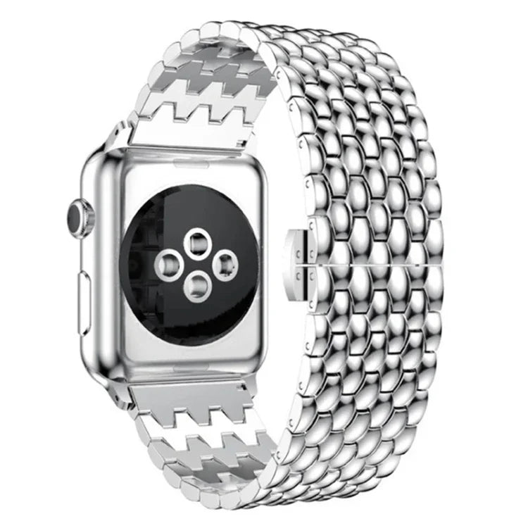 Dây đeo thay thế kim loại họa tiết vảy cá cho Apple Watch Series, 7 41mm / 6 & SE & 5 & 4 40mm / 3 & 2 & 1 38mm, 7 45mm / 6 & SE & 5 & 4 44mm / 3 & 2 & 1 42mm