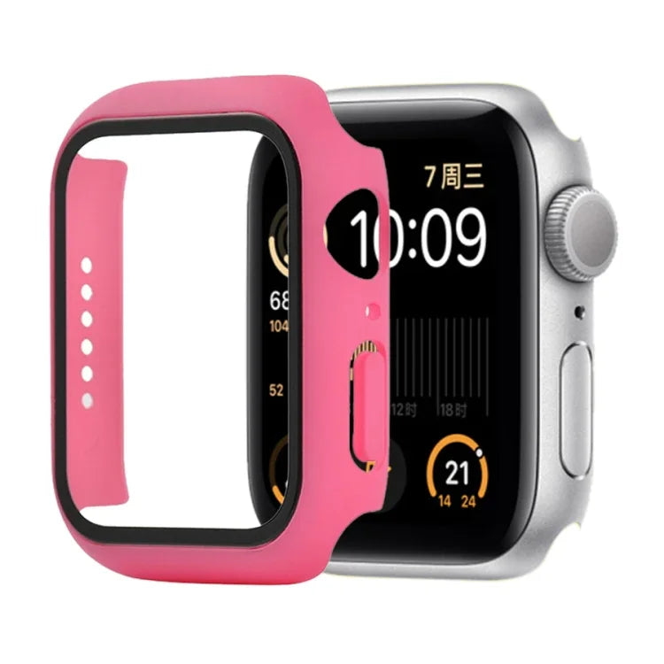 Ốp bảo vệ chống sốc PC + kính cường lực kèm hộp carton cho Apple Watch 44mm (Màu cam), dành cho Apple Watch Series 6 / 5 / 4 / Watch SE 40mm, dành cho Apple Watch Series 3 & 2 & 1 38mm