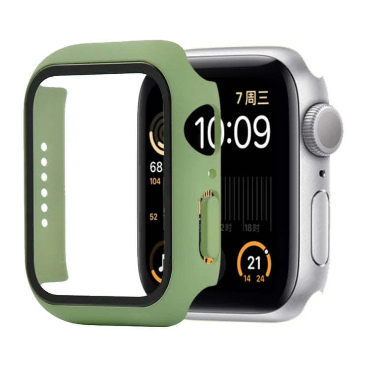 Ốp bảo vệ chống sốc PC + kính cường lực kèm hộp carton cho Apple Watch 44mm (Màu cam), dành cho Apple Watch Series 6 / 5 / 4 / Watch SE 40mm, dành cho Apple Watch Series 3 & 2 & 1 38mm