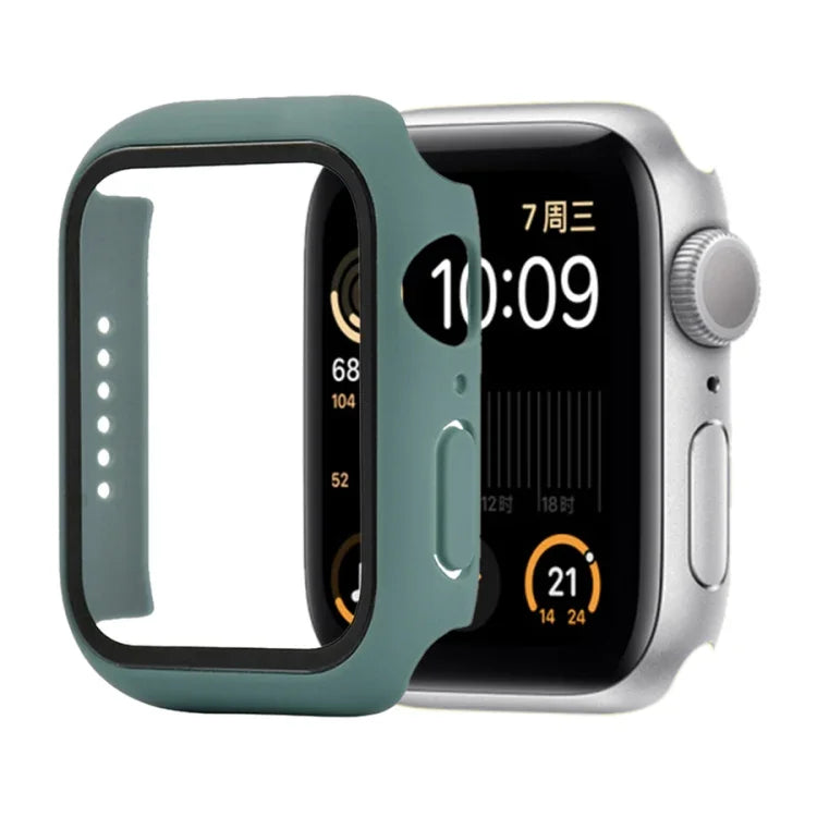 Ốp bảo vệ chống sốc PC + kính cường lực kèm hộp carton cho Apple Watch 44mm (Màu cam), dành cho Apple Watch Series 6 / 5 / 4 / Watch SE 40mm, dành cho Apple Watch Series 3 & 2 & 1 38mm