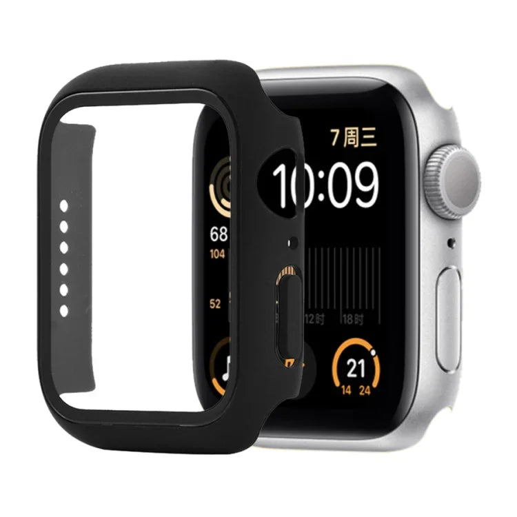 Ốp bảo vệ chống sốc PC + kính cường lực kèm hộp carton cho Apple Watch 44mm (Màu cam), dành cho Apple Watch Series 6 / 5 / 4 / Watch SE 40mm, dành cho Apple Watch Series 3 & 2 & 1 38mm
