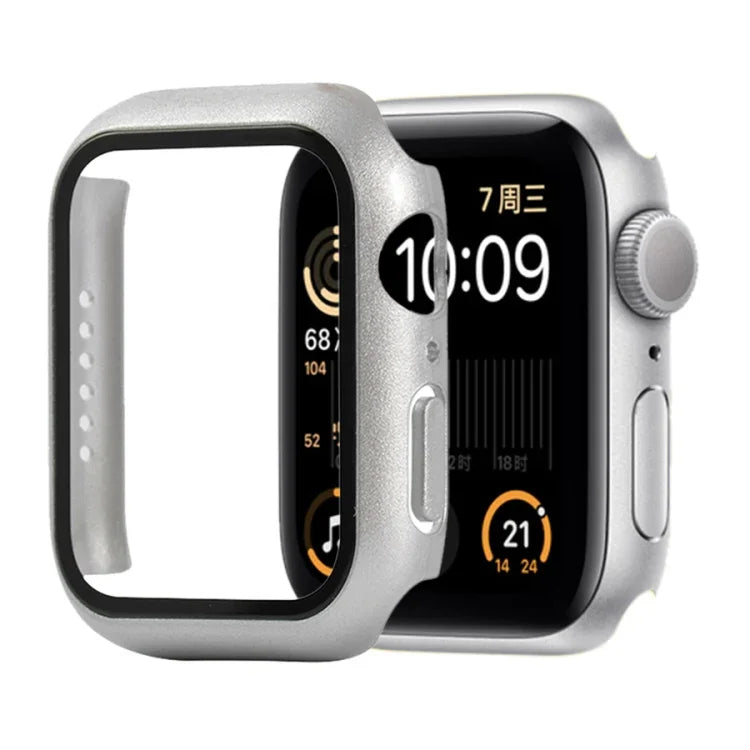 Ốp bảo vệ chống sốc PC + kính cường lực kèm hộp carton cho Apple Watch 44mm (Màu cam), dành cho Apple Watch Series 6 / 5 / 4 / Watch SE 40mm, dành cho Apple Watch Series 3 & 2 & 1 38mm