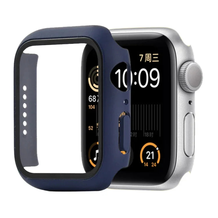 Ốp bảo vệ chống sốc PC + kính cường lực kèm hộp carton cho Apple Watch 44mm (Màu cam), dành cho Apple Watch Series 6 / 5 / 4 / Watch SE 40mm, dành cho Apple Watch Series 3 & 2 & 1 38mm