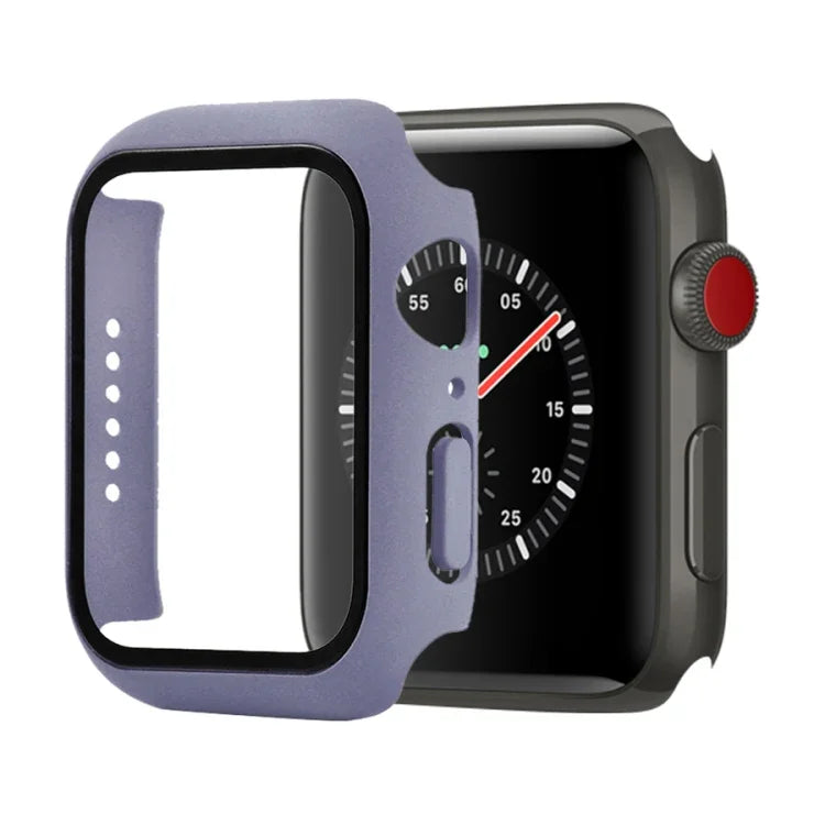 Ốp bảo vệ chống sốc PC + kính cường lực kèm hộp carton cho Apple Watch 44mm (Màu cam), dành cho Apple Watch Series 6 / 5 / 4 / Watch SE 40mm, dành cho Apple Watch Series 3 & 2 & 1 38mm