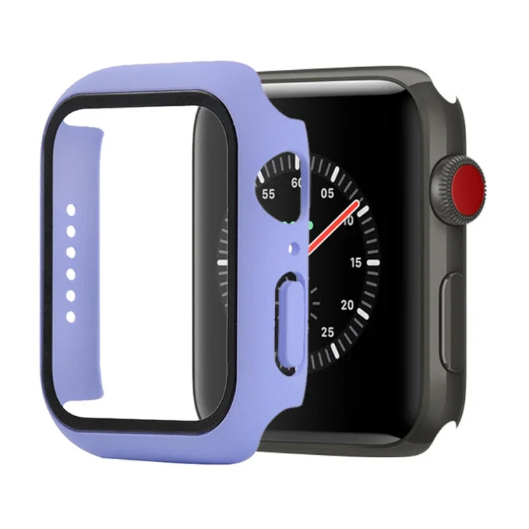 Ốp bảo vệ chống sốc PC + kính cường lực kèm hộp carton cho Apple Watch 44mm (Màu cam), dành cho Apple Watch Series 6 / 5 / 4 / Watch SE 40mm, dành cho Apple Watch Series 3 & 2 & 1 38mm