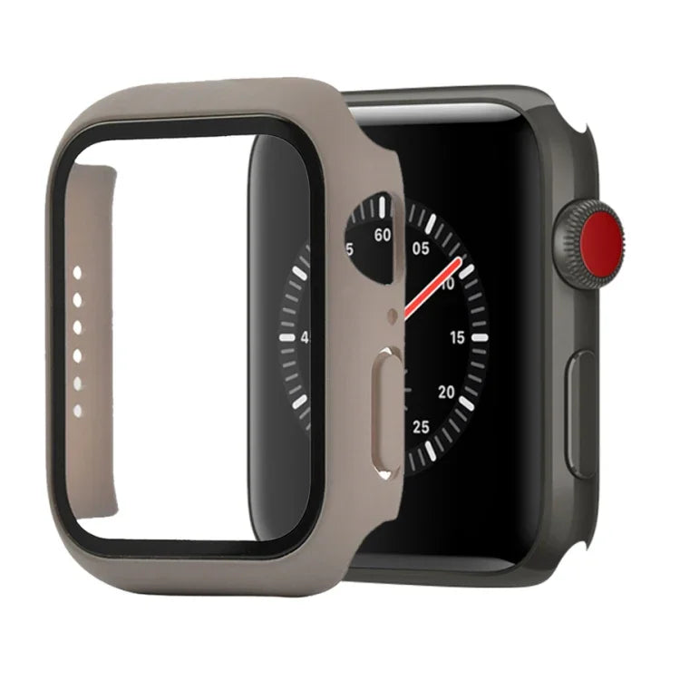 Ốp bảo vệ chống sốc PC + kính cường lực kèm hộp carton cho Apple Watch 44mm (Màu cam), dành cho Apple Watch Series 6 / 5 / 4 / Watch SE 40mm, dành cho Apple Watch Series 3 & 2 & 1 38mm