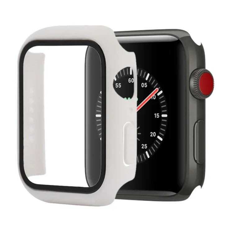 Ốp bảo vệ chống sốc PC + kính cường lực kèm hộp carton cho Apple Watch 44mm (Màu cam), dành cho Apple Watch Series 6 / 5 / 4 / Watch SE 40mm, dành cho Apple Watch Series 3 & 2 & 1 38mm