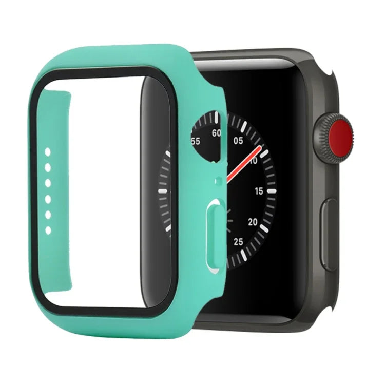 Ốp bảo vệ chống sốc PC + kính cường lực kèm hộp carton cho Apple Watch 44mm (Màu cam), dành cho Apple Watch Series 6 / 5 / 4 / Watch SE 40mm, dành cho Apple Watch Series 3 & 2 & 1 38mm