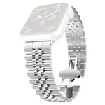 Dây đồng hồ thay thế thép không gỉ năm hạt cho nữ, rộng 20mm cho Apple Watch Series, 7 45mm / 6 & SE & 5 & 4 44mm / 3 & 2 & 1 42mm, 7 41mm / 6 & SE & 5 & 4 40mm / 3 & 2 & 1 38mm