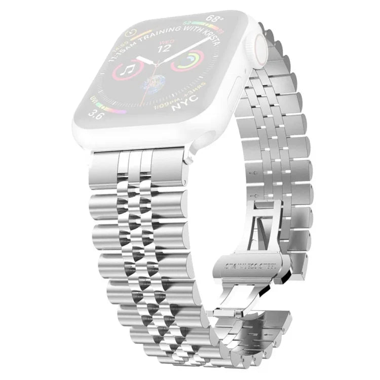Dây đồng hồ thay thế thép không gỉ năm hạt cho nữ, rộng 20mm cho Apple Watch Series, 7 45mm / 6 & SE & 5 & 4 44mm / 3 & 2 & 1 42mm, 7 41mm / 6 & SE & 5 & 4 40mm / 3 & 2 & 1 38mm