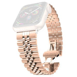 Dây đồng hồ thay thế thép không gỉ năm hạt cho nữ, rộng 20mm cho Apple Watch Series, 7 45mm / 6 & SE & 5 & 4 44mm / 3 & 2 & 1 42mm, 7 41mm / 6 & SE & 5 & 4 40mm / 3 & 2 & 1 38mm