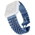 Dây đồng hồ thay thế thép không gỉ năm hạt cho nữ, rộng 20mm cho Apple Watch Series, 7 45mm / 6 & SE & 5 & 4 44mm / 3 & 2 & 1 42mm, 7 41mm / 6 & SE & 5 & 4 40mm / 3 & 2 & 1 38mm