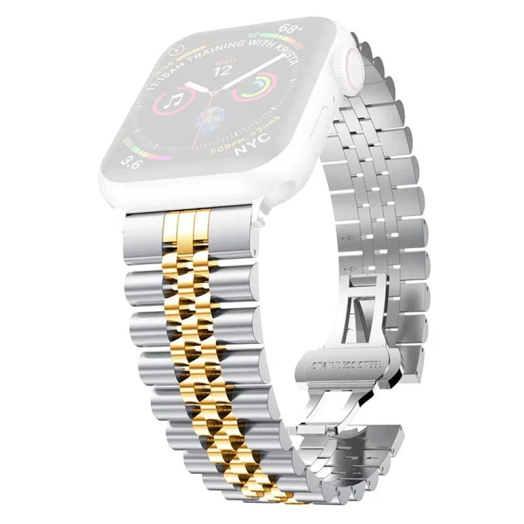 Dây đồng hồ thay thế thép không gỉ năm hạt cho nữ, rộng 20mm cho Apple Watch Series, 7 45mm / 6 & SE & 5 & 4 44mm / 3 & 2 & 1 42mm, 7 41mm / 6 & SE & 5 & 4 40mm / 3 & 2 & 1 38mm