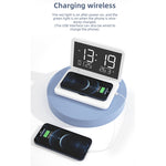 SY-118 15W Bộ sạc không dây gương bề mặt gập được Lịch để bàn vĩnh cửu với đồng hồ báo thức & chức năng điều chỉnh độ sáng ba cấp, SY-118 Đen, SY-118 Trắng