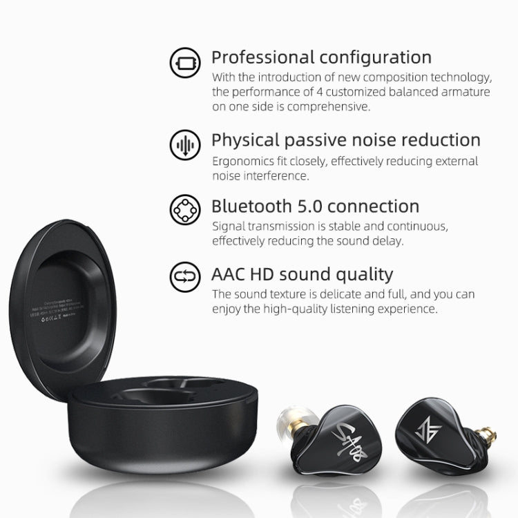 Tai nghe Bluetooth TWS KZ SA08 không dây 4 driver 5BA cân bằng armature, SA08
